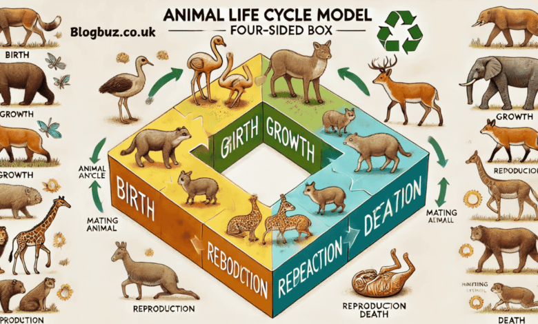 animal life cycle model four-sided box