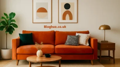 orange sofa living room