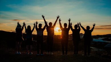 friend silhouette during sunset
