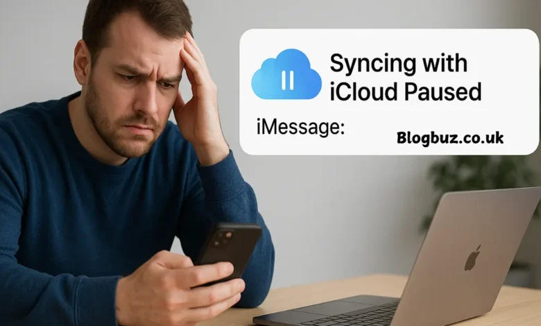 syncing with icloud paused imessage