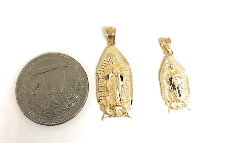 Classic 10K Yellow Gold Virgin Mary Pendant