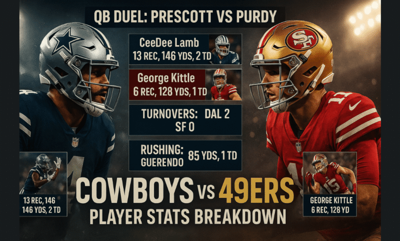 dallas cowboys vs 49ers match player stats
