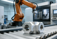 Infographic comparing Injection Molding for mass production versus CNC Machining for prototypes and small batches of plastic parts