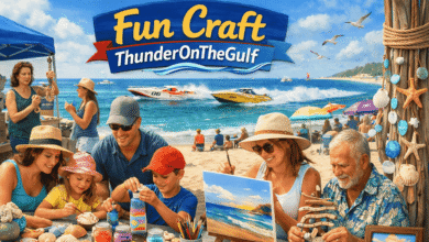 Beach scene with crafts and boats.