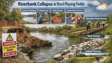 riverbank collapse iford playing fields