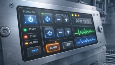 Industrial control panel with LED backlit membrane switch interface