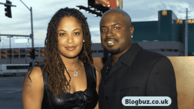 Couple posing at an event.